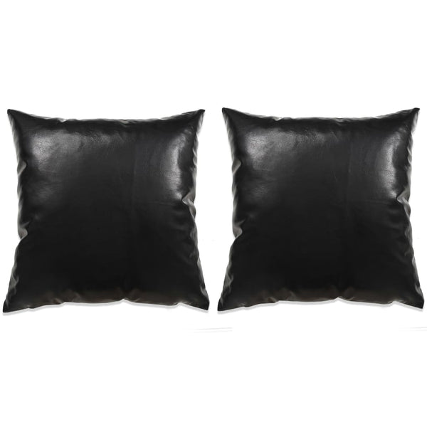 Kissen-Set 2 Stk. PU 60 x 60 cm Schwarz