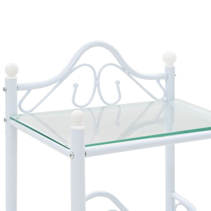 Nachttisch Stahl und gehärtetes Glas 45x30,5x60 cm Weiß
