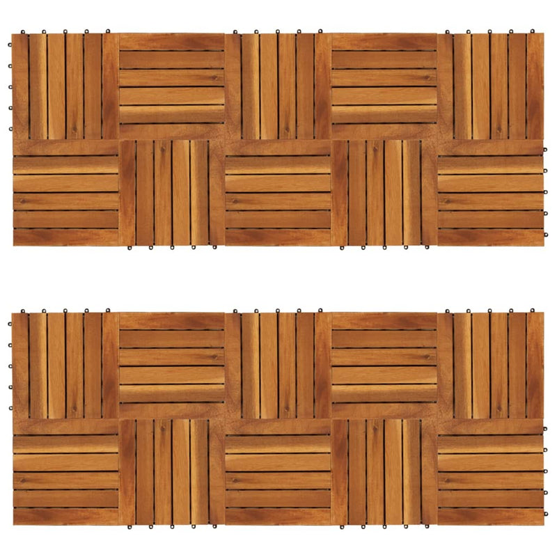 Terrassenfliesen 20er Set Vertikales Muster 30 x 30 cm Akazie