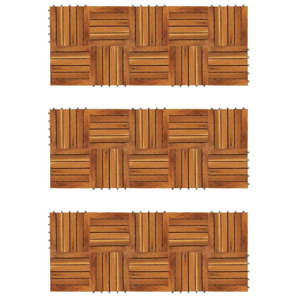 Terrassenfliesen 30er Set Vertikales Muster 30 x 30 cm Akazie