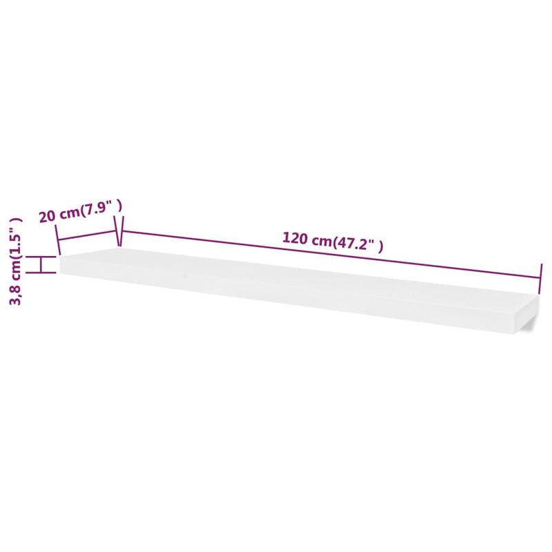 2er Set MDF Wandregal Wandboard Bücher/DVD-Regal Hängeregal, weiß