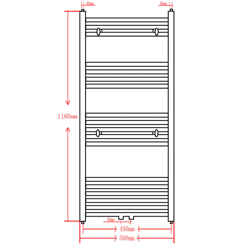 Handtuchheizkörper Warmwasser Gebogen Grau 500x1160 mm