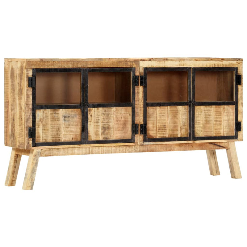 Sideboard Braun und Schwarz 160×30×80 cm Raues Mango-Massivholz