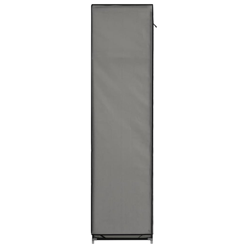 Kleiderschrank mit Fächern und Stangen Grau 150x45x175cm Stoff