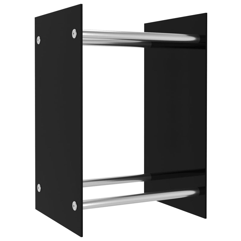 Brennholzregal Schwarz 40 x 35 x 60 cm Glas