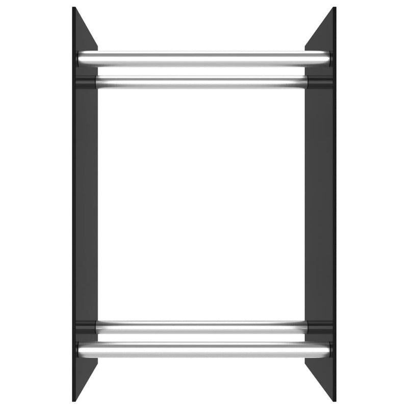 Brennholzregal Schwarz 40 x 35 x 60 cm Glas