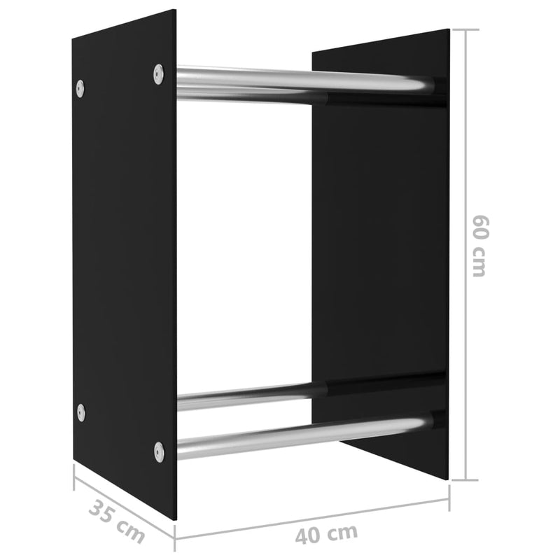 Brennholzregal Schwarz 40 x 35 x 60 cm Glas