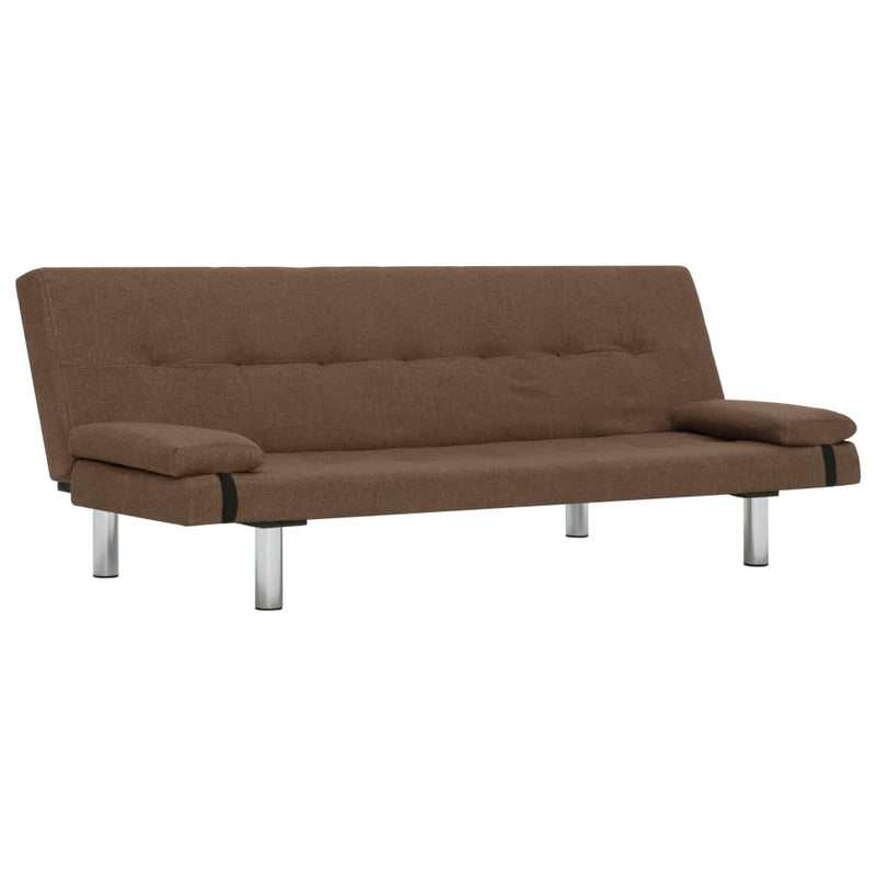 Schlafsofa mit zwei Kissen Braun Polyester