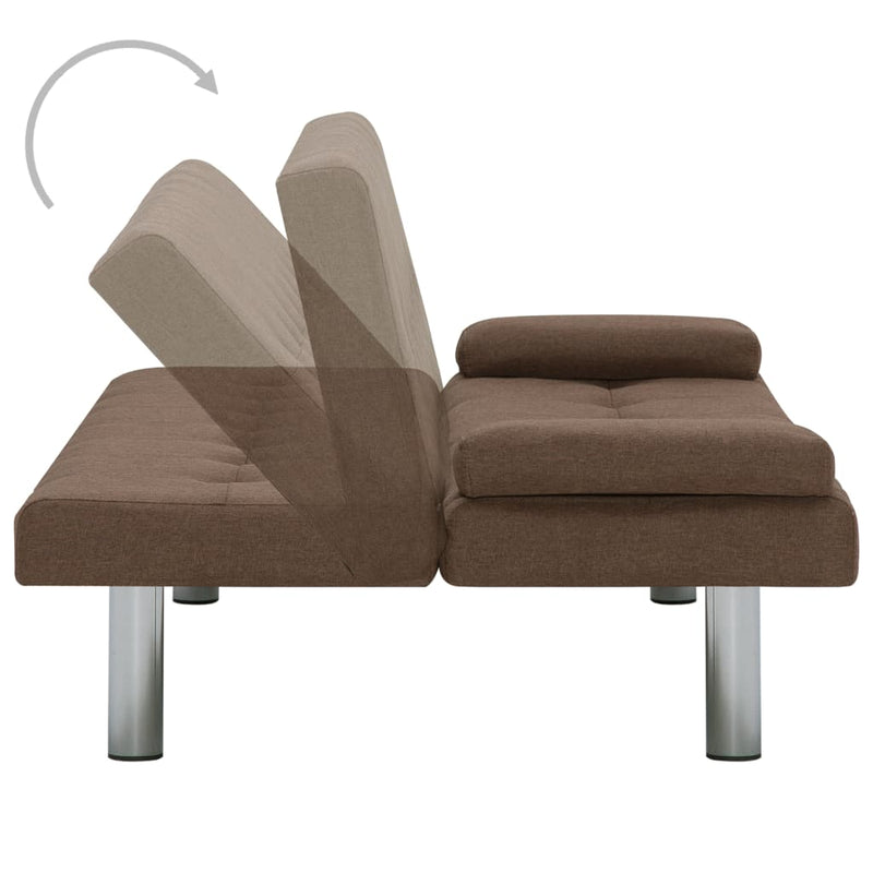 Schlafsofa mit zwei Kissen Braun Polyester