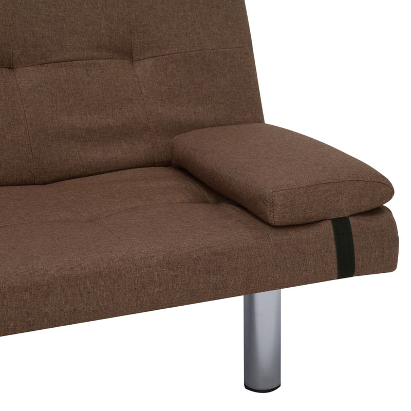 Schlafsofa mit zwei Kissen Braun Polyester