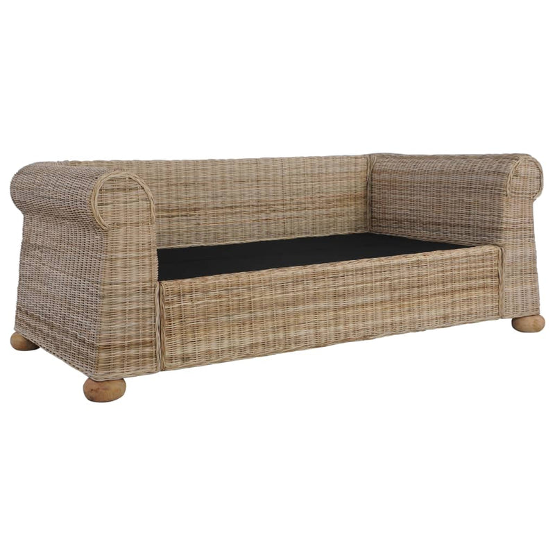 2-Sitzer-Sofa mit Kissen Natur Rattan