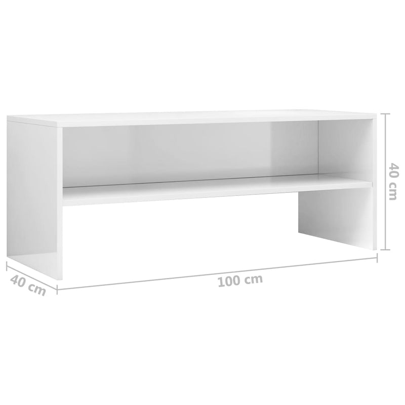 TV-Schrank Hochglanz-Weiß 100x40x40 cm Holzwerkstoff