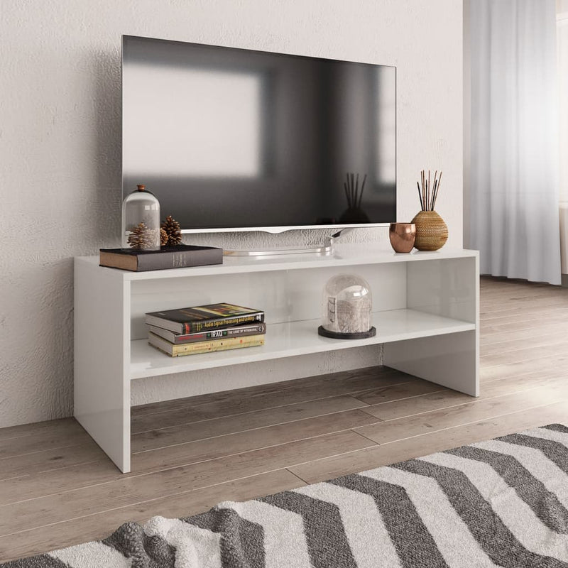 TV-Schrank Hochglanz-Weiß 100x40x40 cm Holzwerkstoff