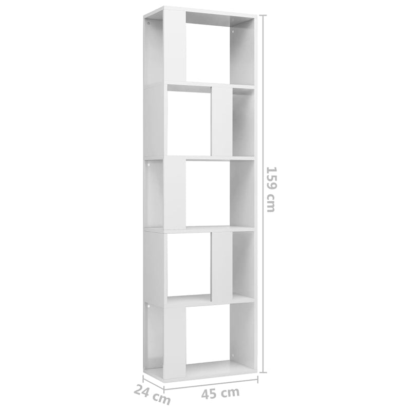 Bücherregal/Raumteiler Hochglanz-Weiß 45x24x159cm Holzwerkstoff