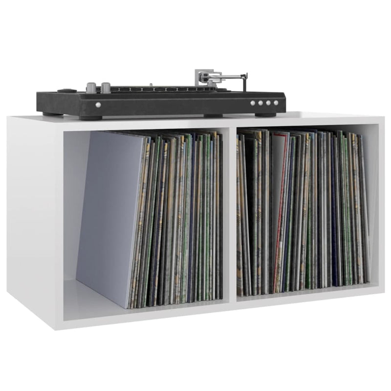 Schallplatten-Aufbewahrungsbox Hochglanz-Weiß 71x34x36 cm