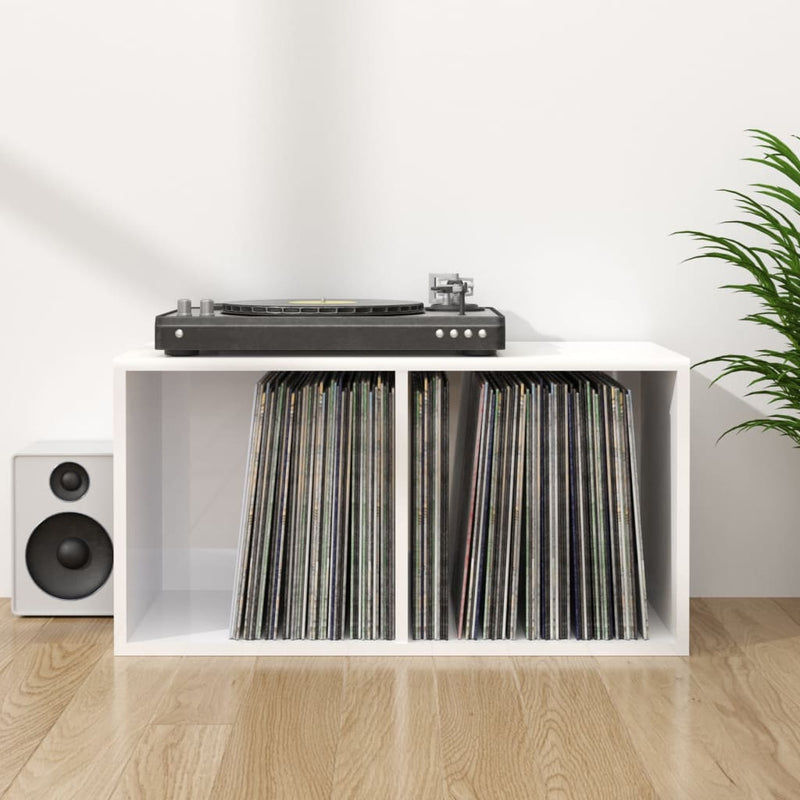 Schallplatten-Aufbewahrungsbox Hochglanz-Weiß 71x34x36 cm