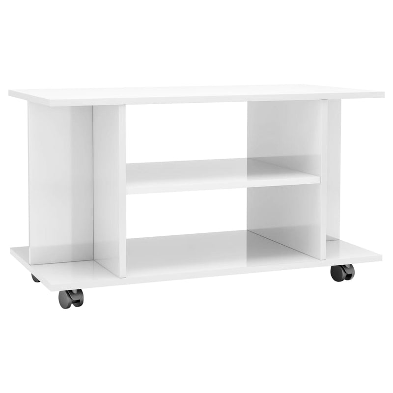 TV-Schrank mit Rollen Hochglanz-Weiß 80x40x40 cm Holzwerkstoff