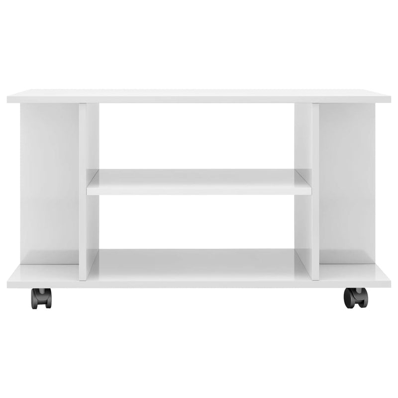 TV-Schrank mit Rollen Hochglanz-Weiß 80x40x40 cm Holzwerkstoff