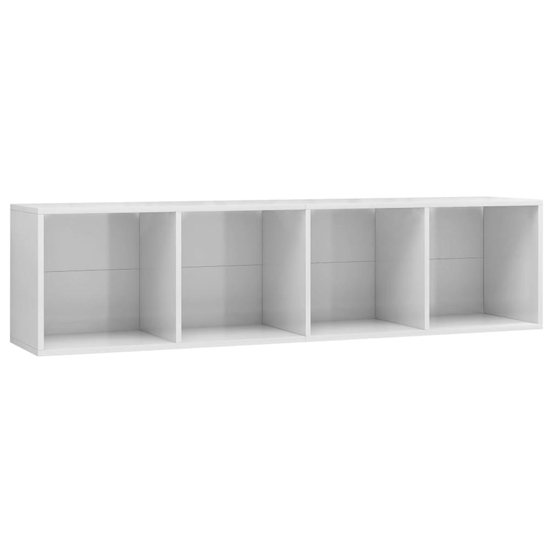 Bücherregal/TV-Schrank Hochglanz-Weiß 143×30×36 cm