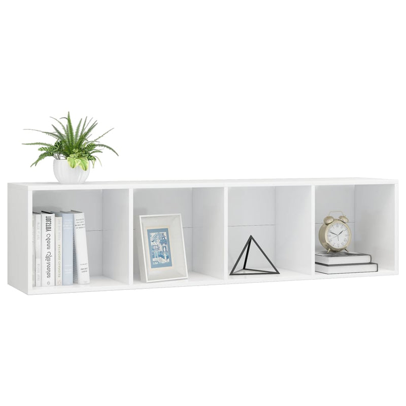 Bücherregal/TV-Schrank Hochglanz-Weiß 143×30×36 cm