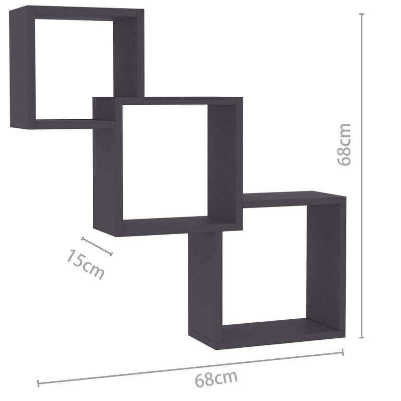 Cube Wandregale Grau 84,5x15x27 cm Holzwerkstoff