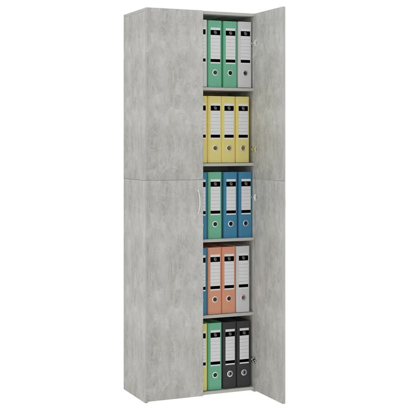 Büroschrank Betongrau 60×32×190 cm Spanplatte