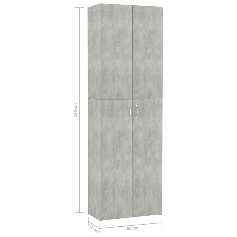 Büroschrank Betongrau 60×32×190 cm Spanplatte