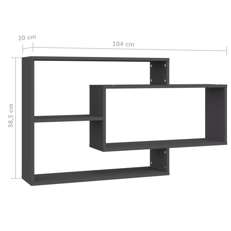 Wandregale Grau 104x20x58,5 cm Holzwerkstoff