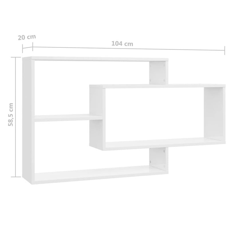 Wandregale Hochglanz-Weiß 104x20x58,5 cm Holzwerkstoff