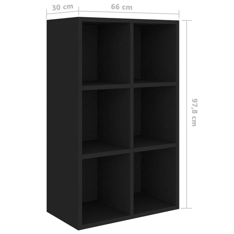 Bücherregal/Sideboard Schwarz 66x30x97,8 cm Holzwerkstoff