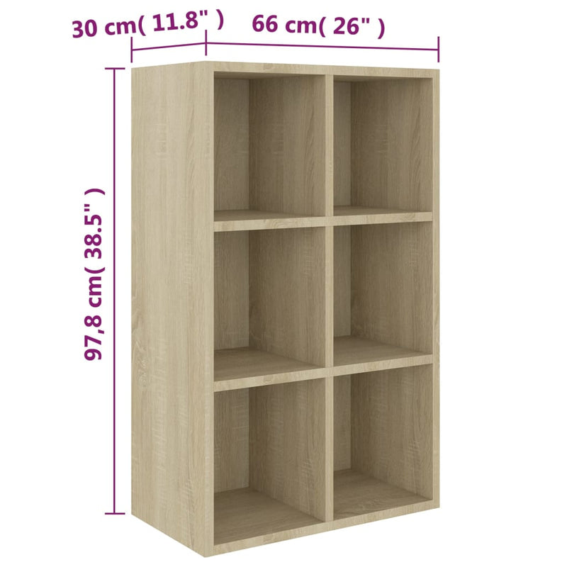 Bücherregal/Sideboard Sonoma-Eiche 66x30x97,8 cm Holzwerkstoff