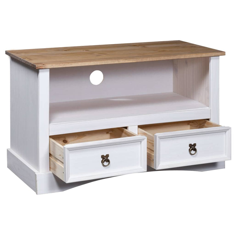 TV-Schrank Mexiko-Stil Kiefernholz Weiß 91x43x56 cm