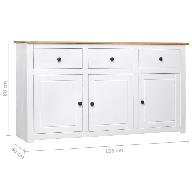 Sideboard Weiß 135 x 40 x 80 cm Massivholz Panama-Kiefer