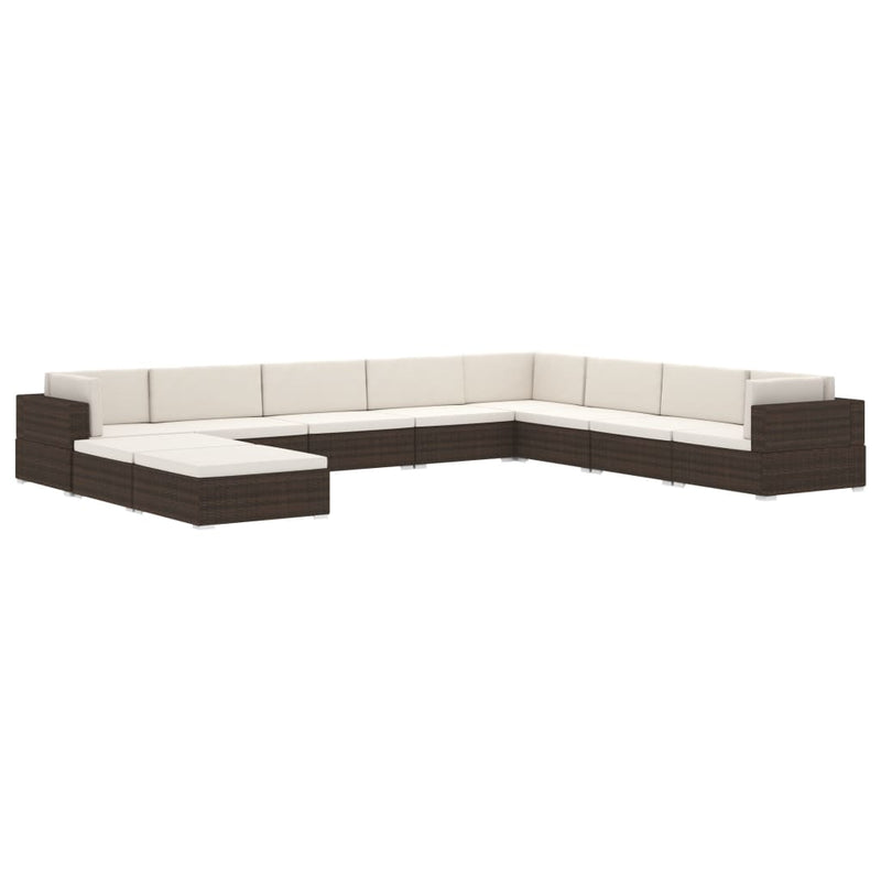 Modular-Fußhocker 1 Stk. + Auflagen Poly Rattan Grau