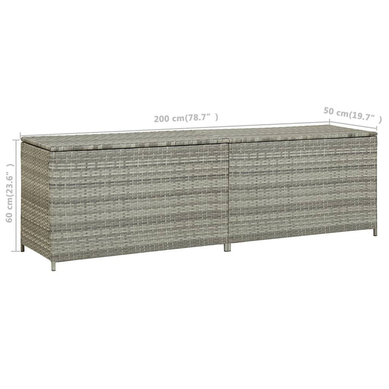 Gartenbox Poly Rattan 200x50x60 cm Grau