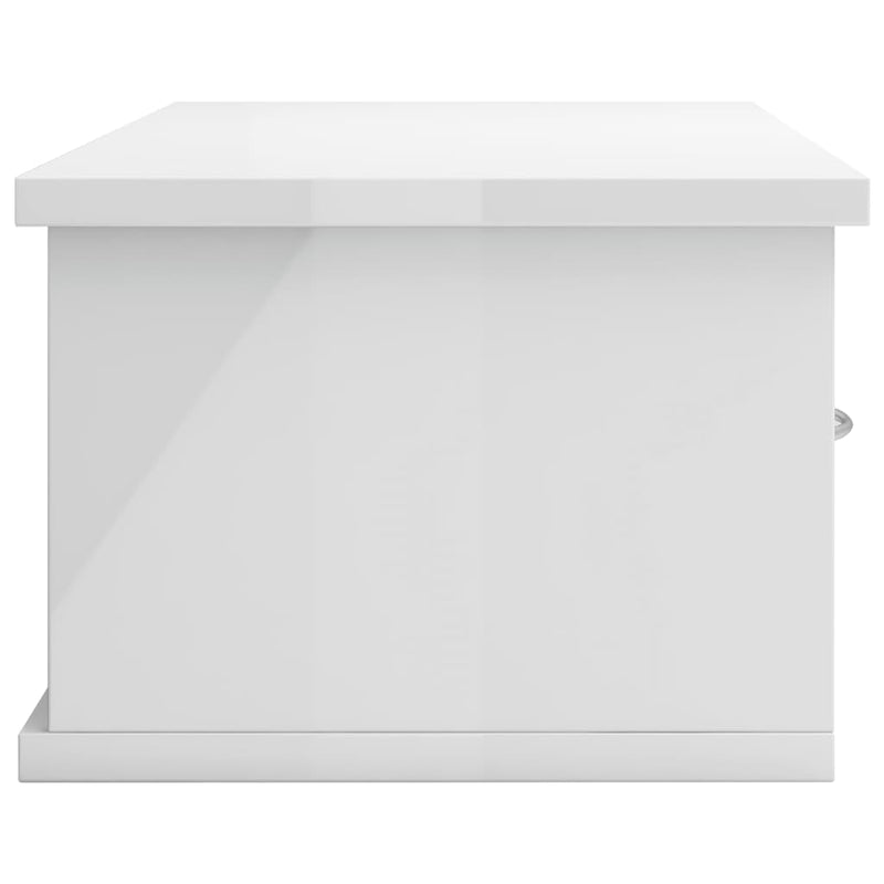 Wand-Schubladenregal Hochglanz-Weiß 60x26x18,5 cm Holzwerkstoff