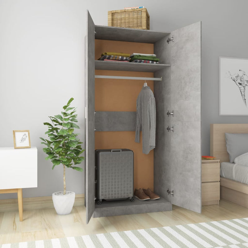 Kleiderschrank Betongrau 90×52×200 cm Spanplatte