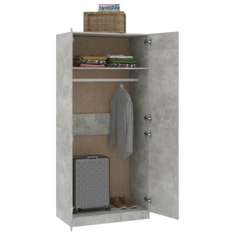 Kleiderschrank Betongrau 90×52×200 cm Spanplatte
