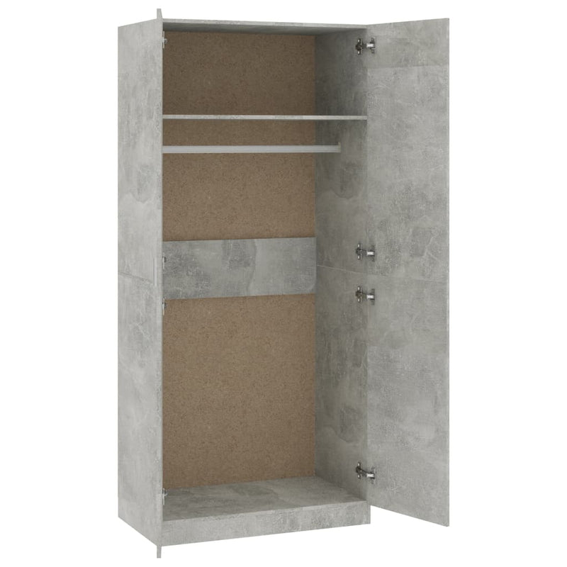 Kleiderschrank Betongrau 90×52×200 cm Spanplatte