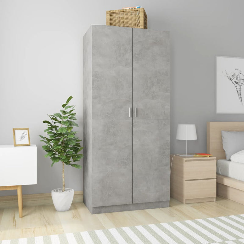 Kleiderschrank Betongrau 90×52×200 cm Spanplatte