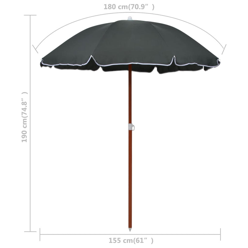 Sonnenschirm mit Stahlmast 180 cm Anthrazit
