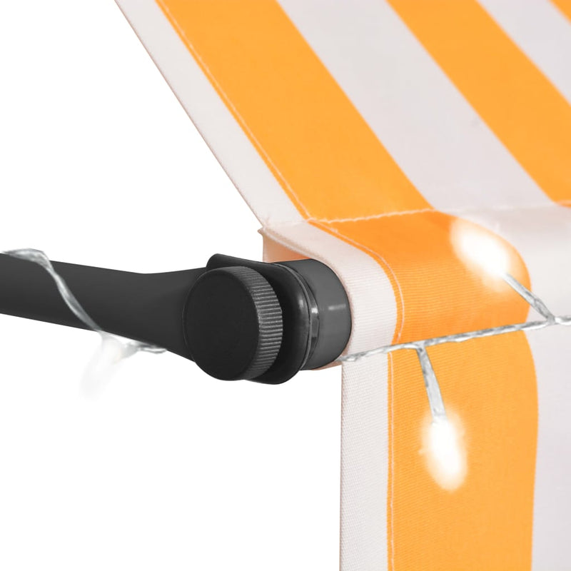 Einziehbare Markise Handbetrieben mit LED 100 cm Weiß Orange