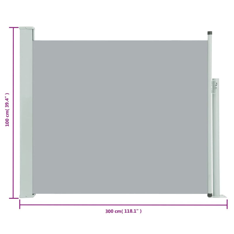 Ausziehbare Seitenmarkise 100x300 cm Grau