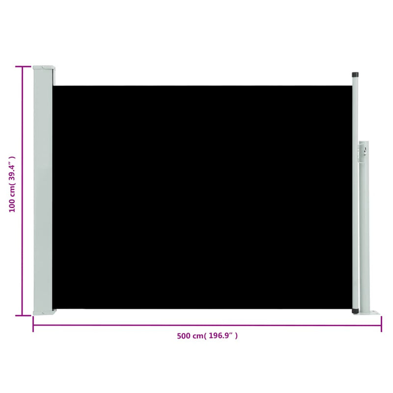Ausziehbare Seitenmarkise 100×500 cm Schwarz