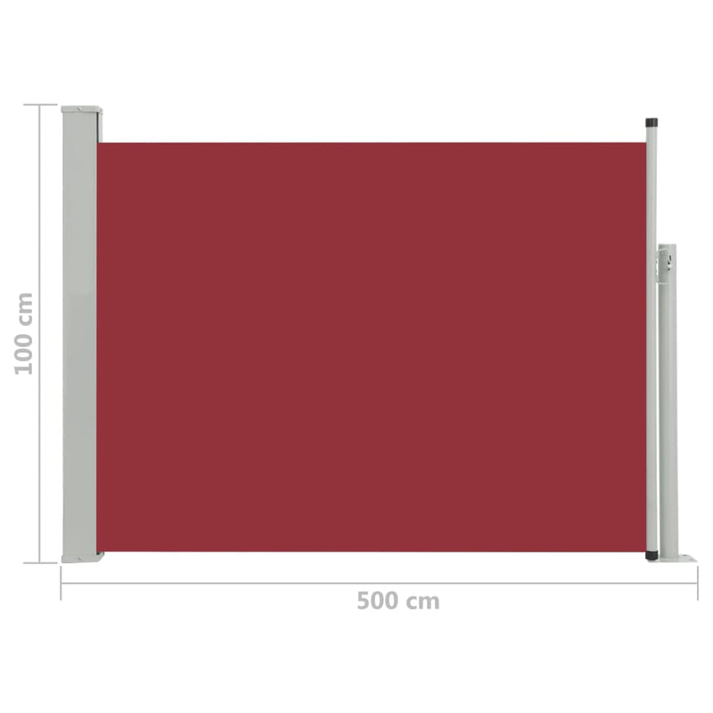 Ausziehbare Seitenmarkise 100×500 cm Rot