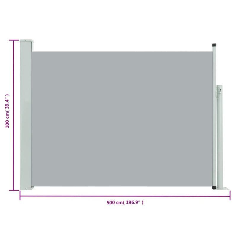 Ausziehbare Seitenmarkise 100×500 cm Grau