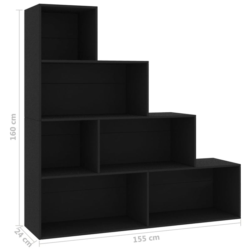 Bücherregal/Raumteiler Schwarz 155 x 24 x 160 cm Spanplatte