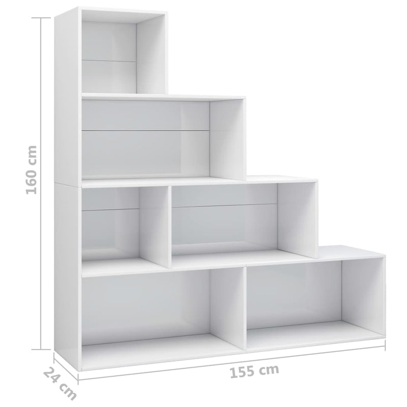 Bücherregal/Raumteiler Hochglanz-Weiß 155x24x160 cm Spanplatte