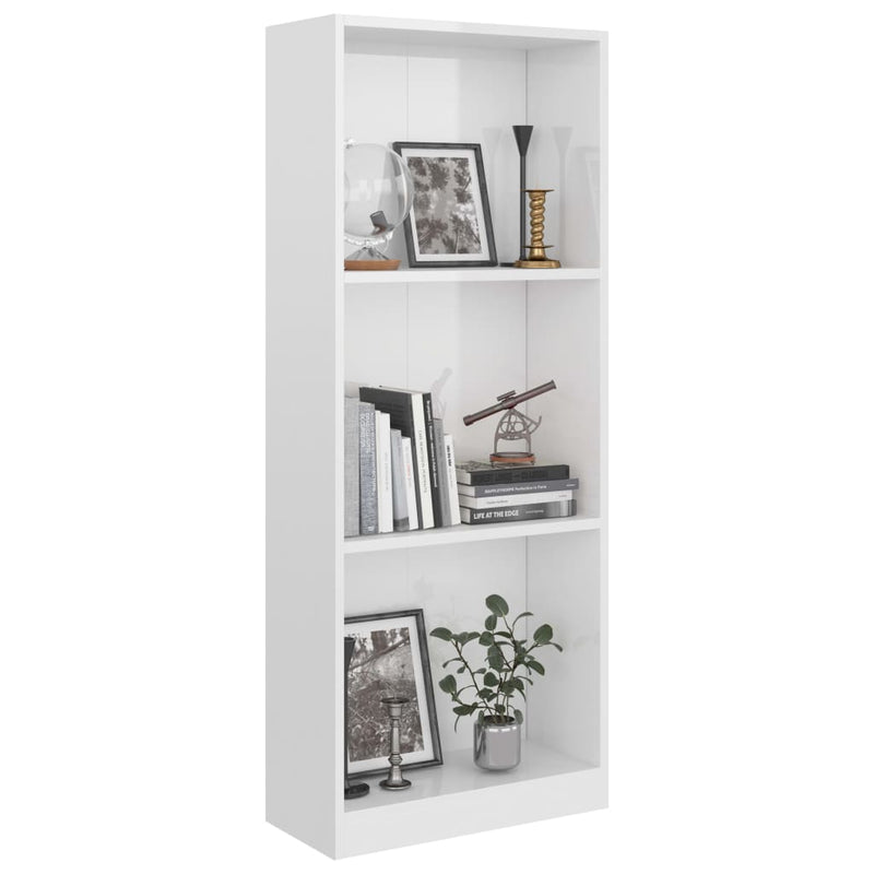 Bücherregal 3 Fächer Hochglanz-Weiß 40x24x108 cm Holzwerkstoff