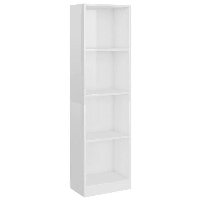 Bücherregal 4 Fächer Hochglanz-Weiß 40x24x142 cm Holzwerkstoff